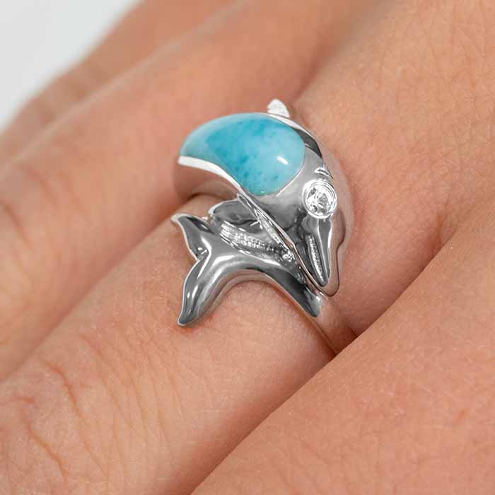 Larimar Dolphin Ring Marahlago