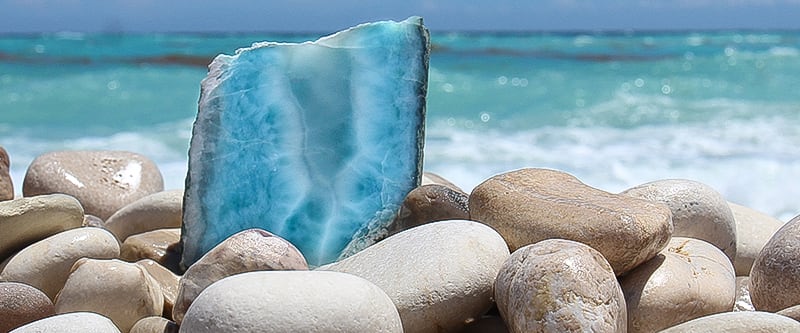 Larimar stone on the beach of the Dominican Republic.