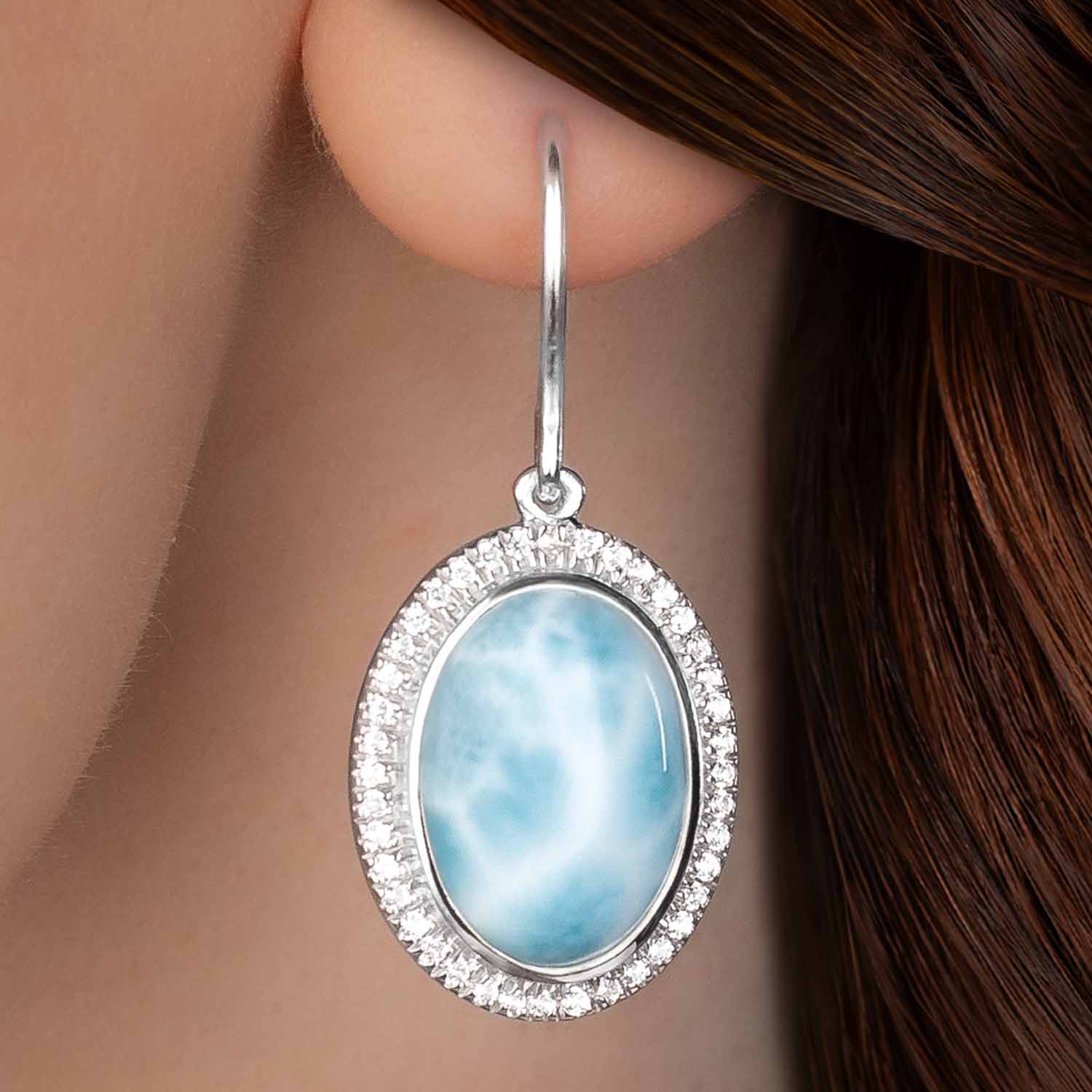Halo Earrings with larimar and sapphire by marahlago