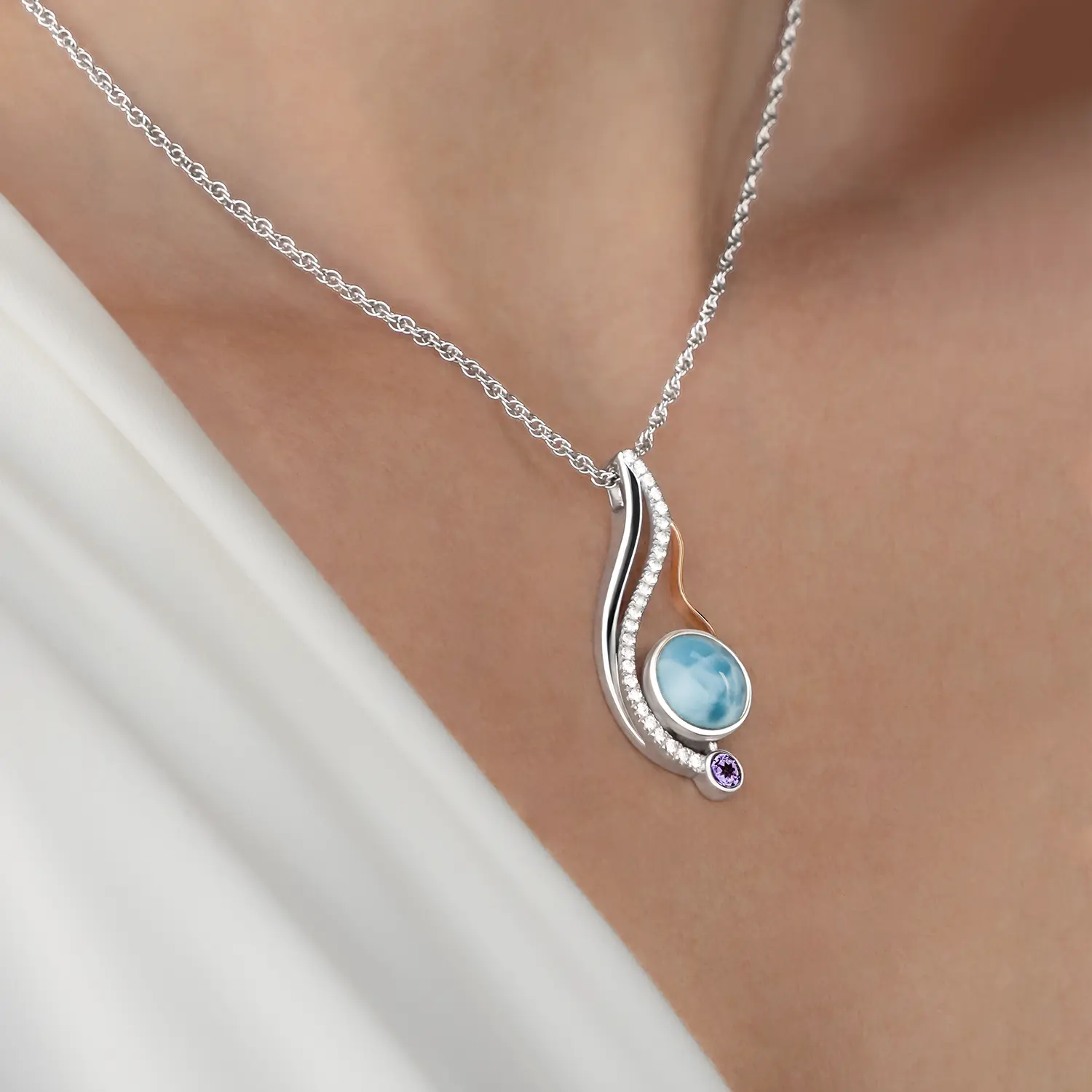 Lyla Larimar Necklace in silver by marahlago