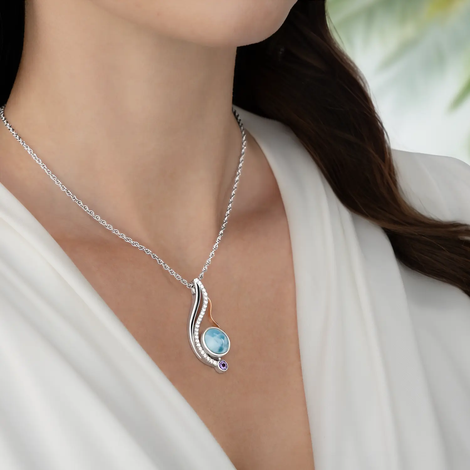 Lyla Larimar Necklace in silver by marahlago