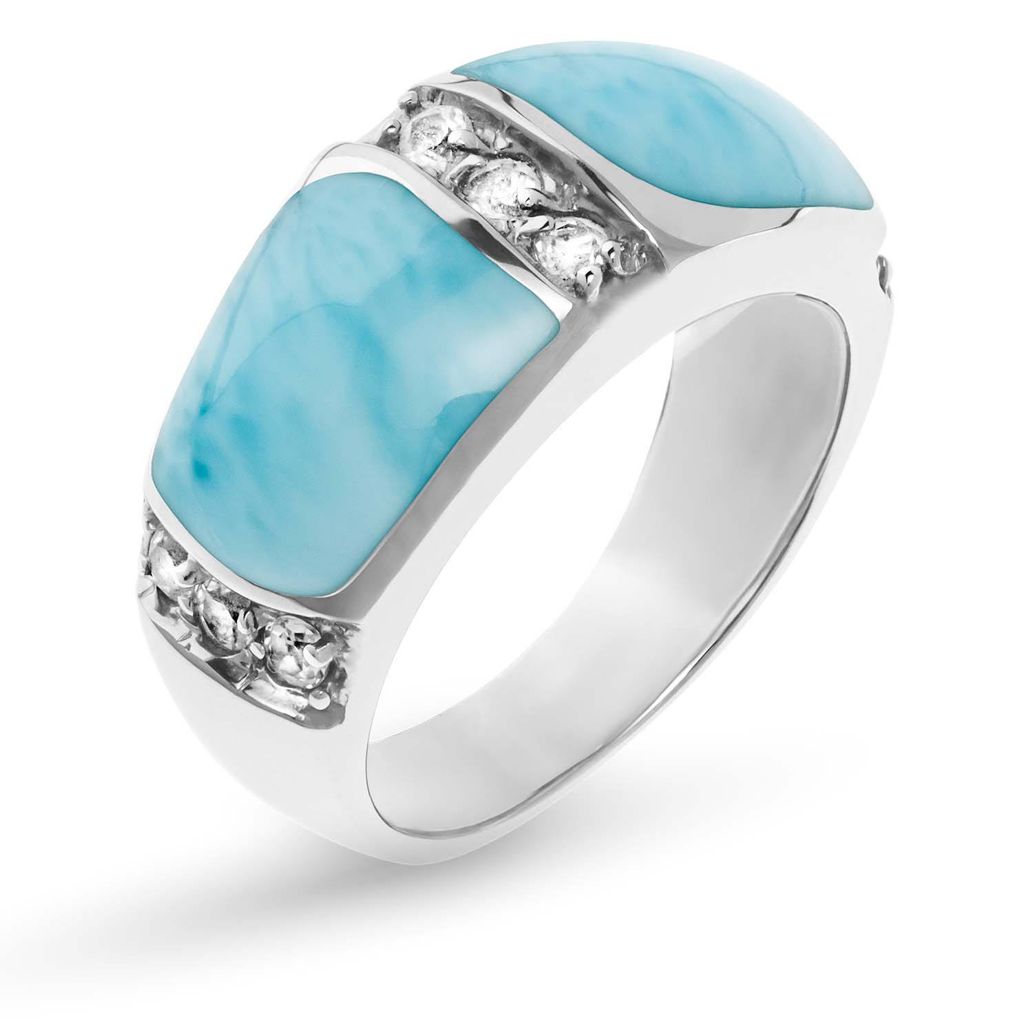 Larimar Inlay Ring in Sterling Silver 