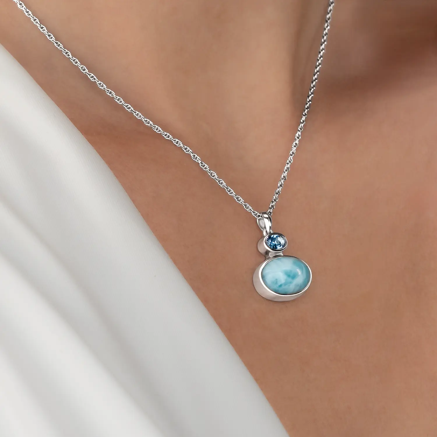 Avery Larimar Sterling Silver Pendant Necklace by Marahlago 