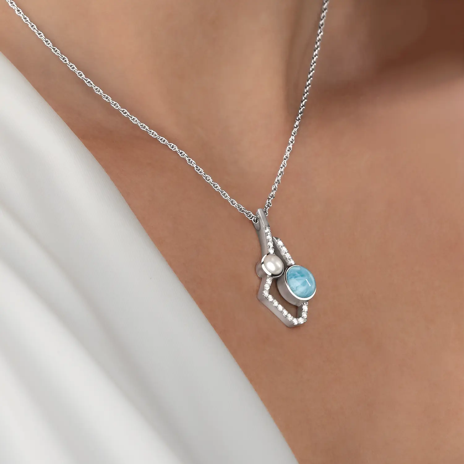 Serenade Larimar Pendant in silver by marahlago