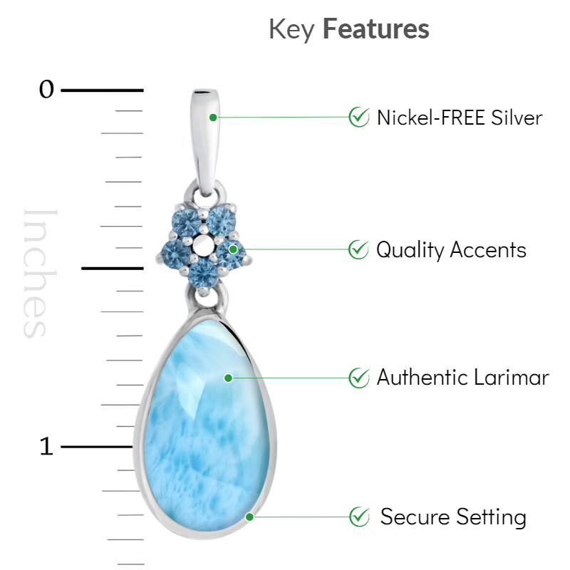 flower necklace in sterlign silver with larimar