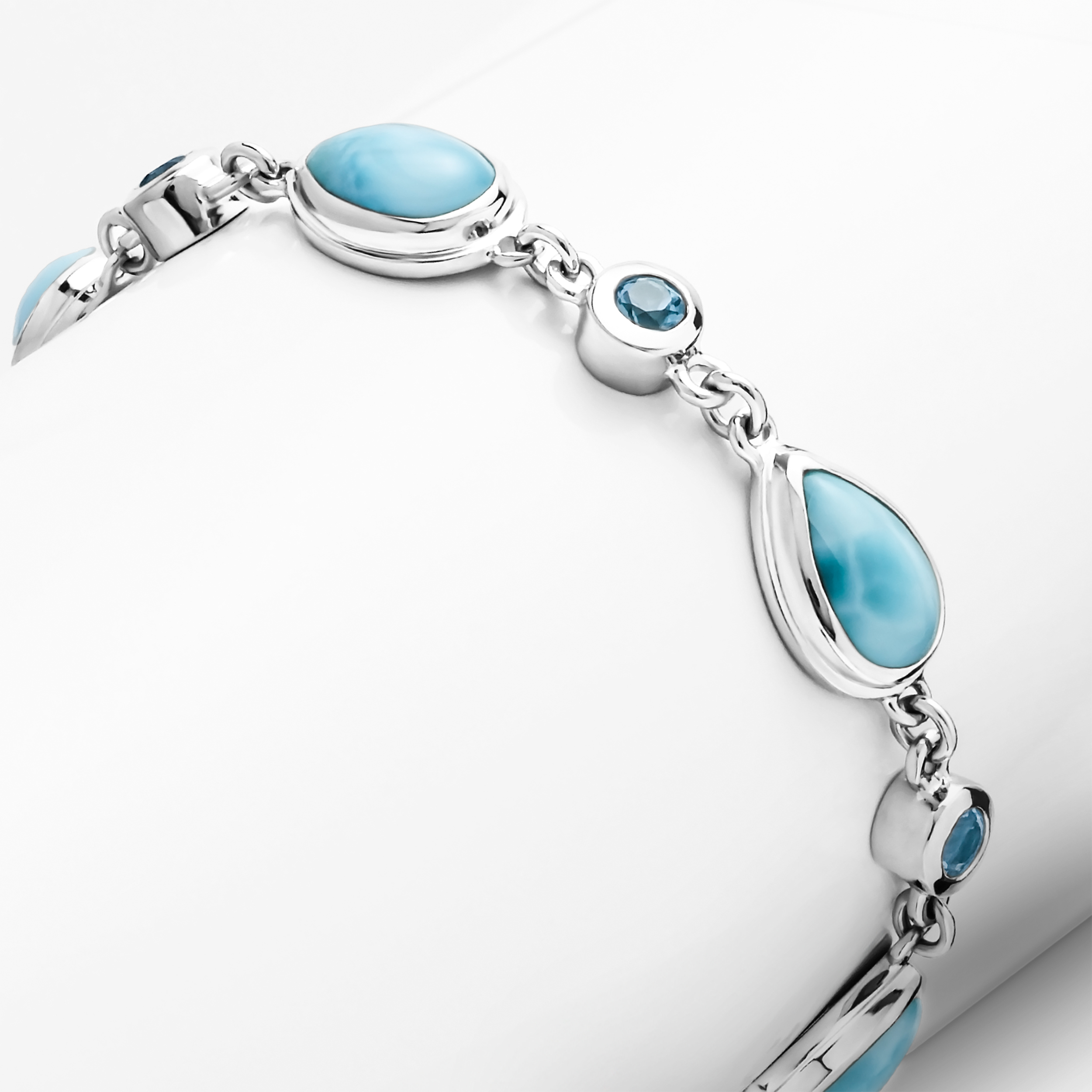 Blue topaz stearling silver bracelet ,Stepwise Bracelet,Handmade Blue topaz Bracelet,Silver toggle clasp outlet blue topaz bracelet