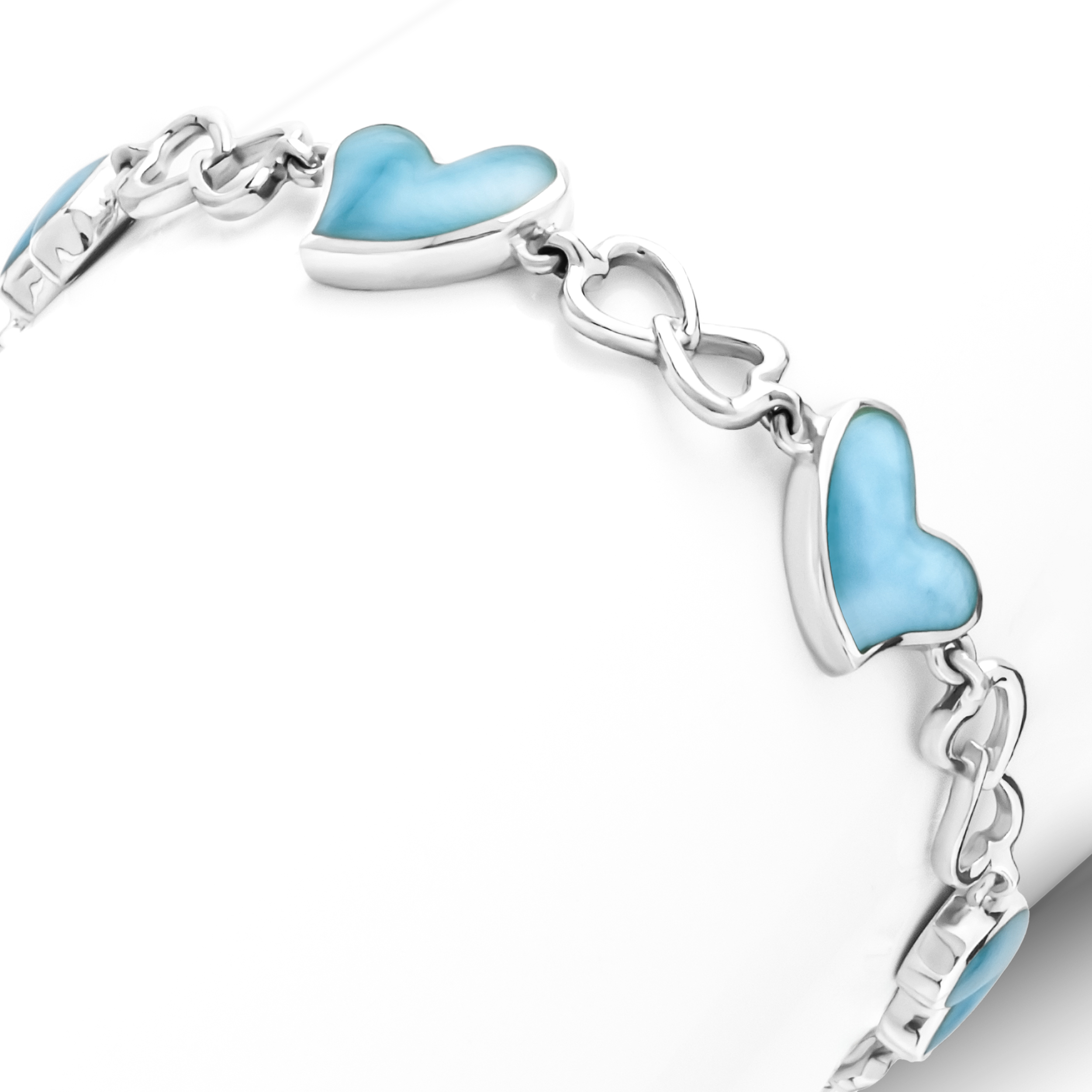 Everlasting Larimar Heart Sterling Silver shops Hook Bracelet Size-7