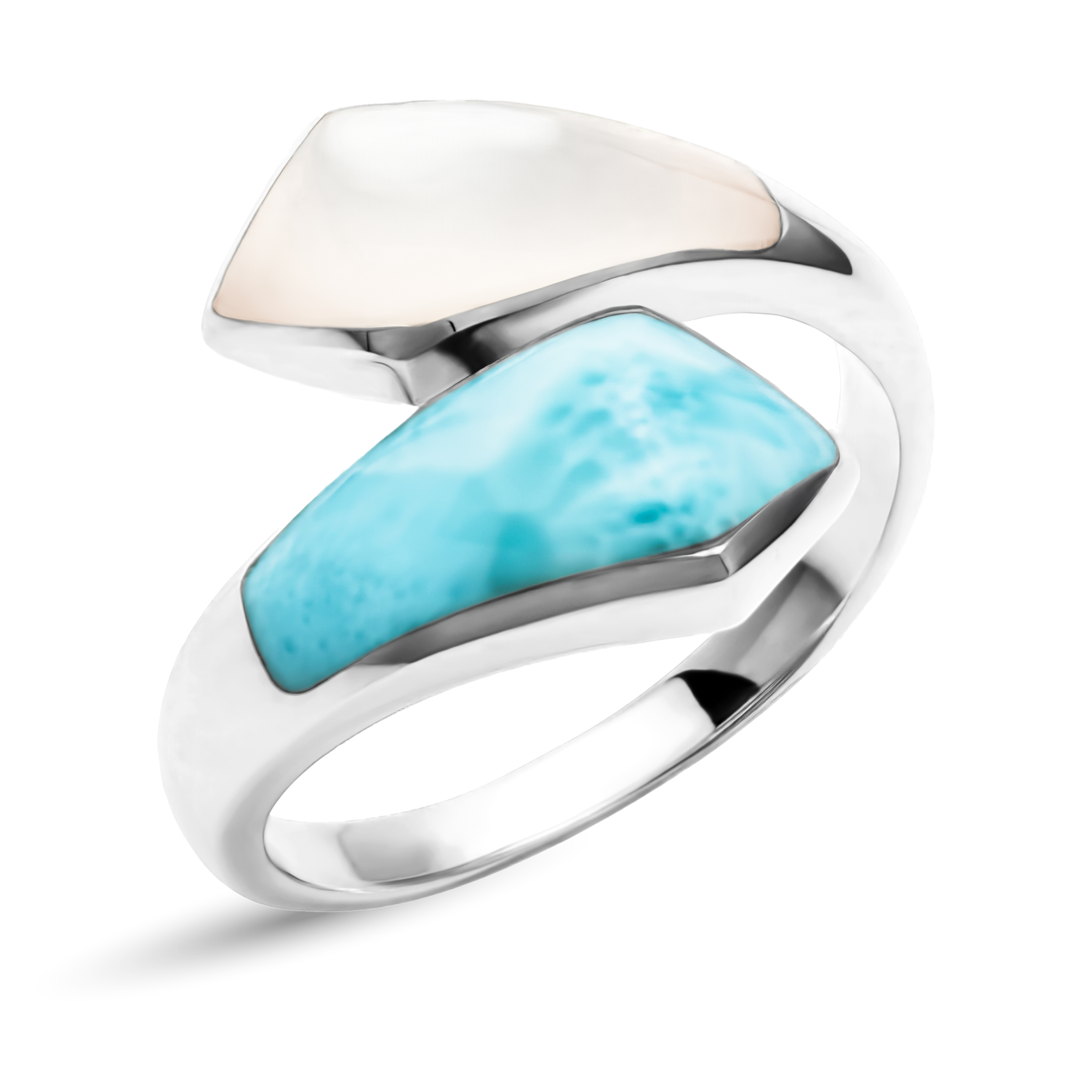 Silver Turquoise Mother of Pearl GOLD Ring 6.5 deals