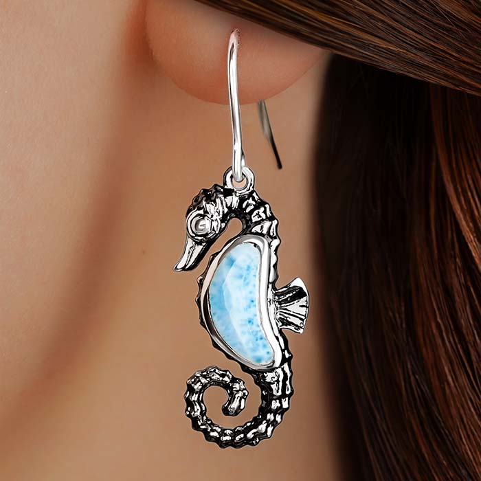 Seahorse Earrings in Sterling Silver 