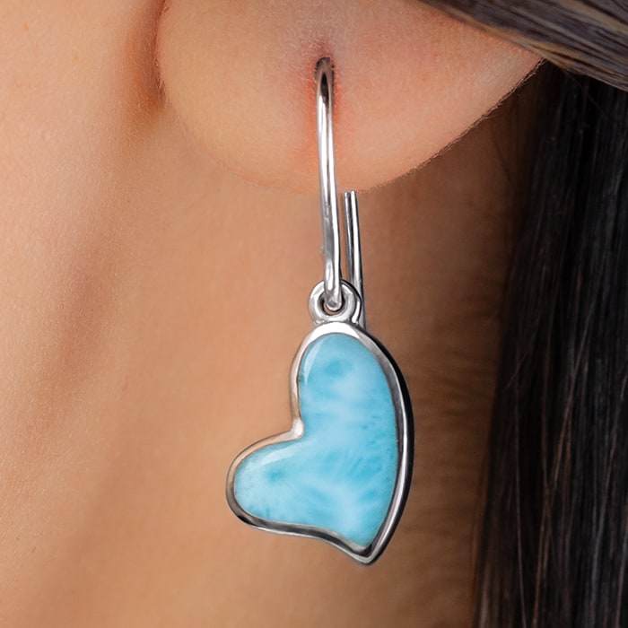 Larimar deals heart earrings