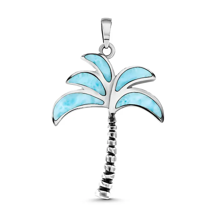 Palm Tree Necklace in oxidized silver by Marahlago Larimar 