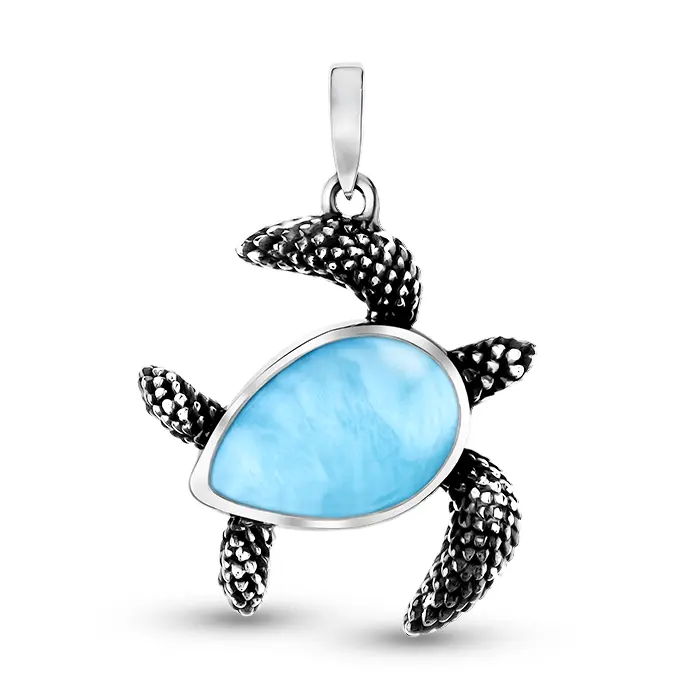 Turtle Pendant Honu with Larimar