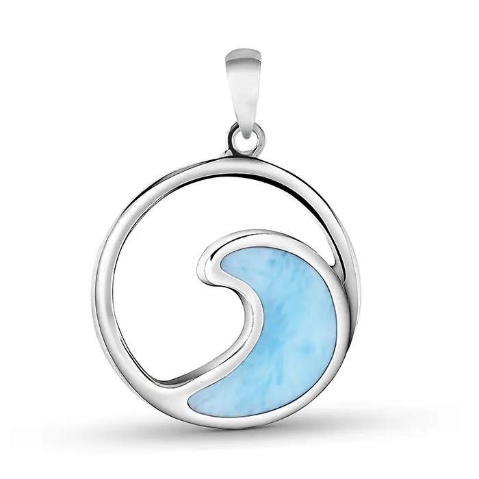 Wave Necklace in sterling silver with larimar