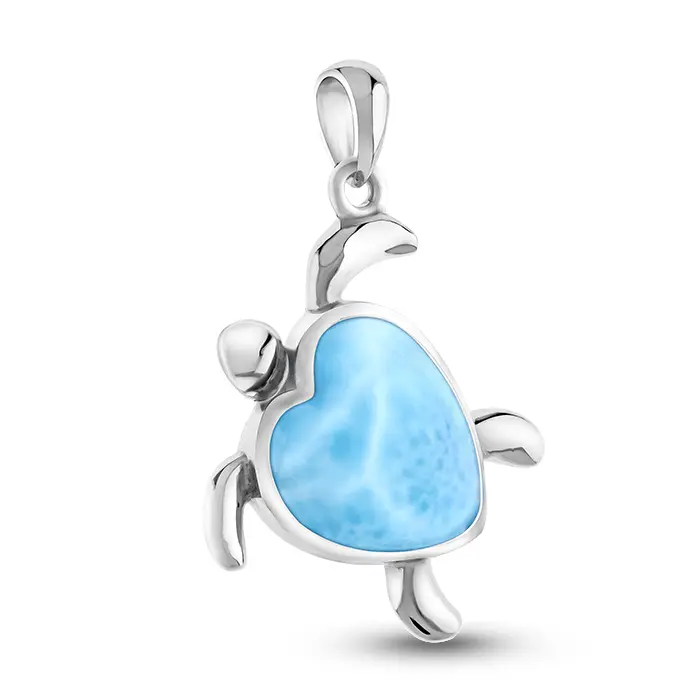 Turtle Heart Necklace silver larimar