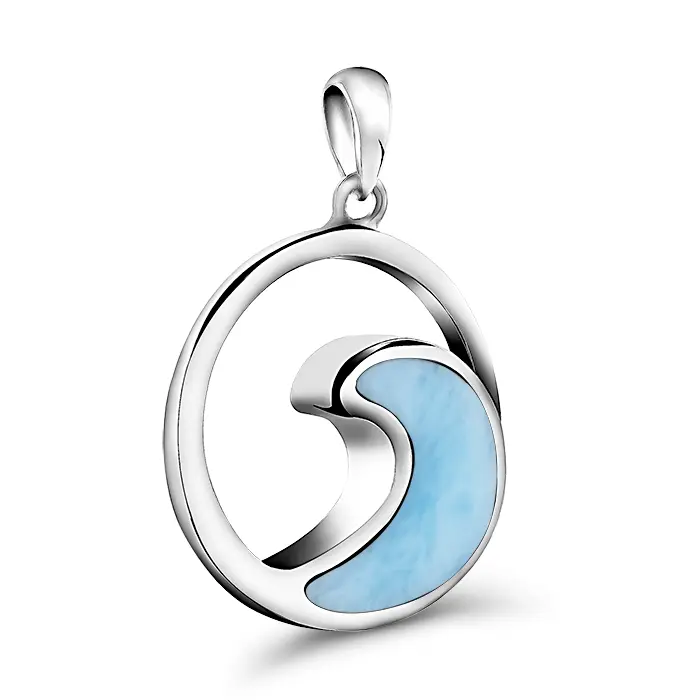 Wave Necklace in sterling silver with larimar