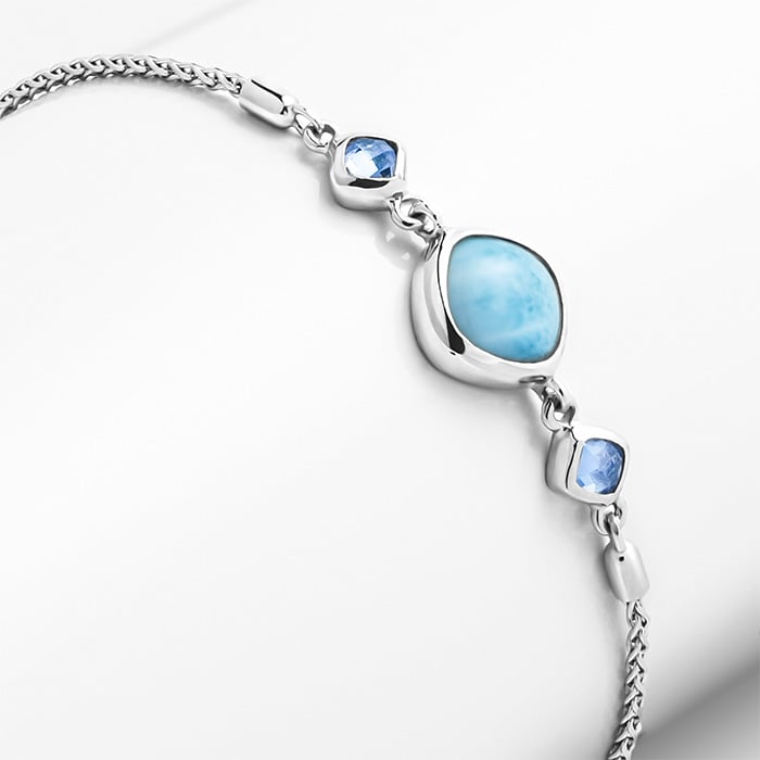 Blue Stone Bracelet with larimar and silver by marahlago