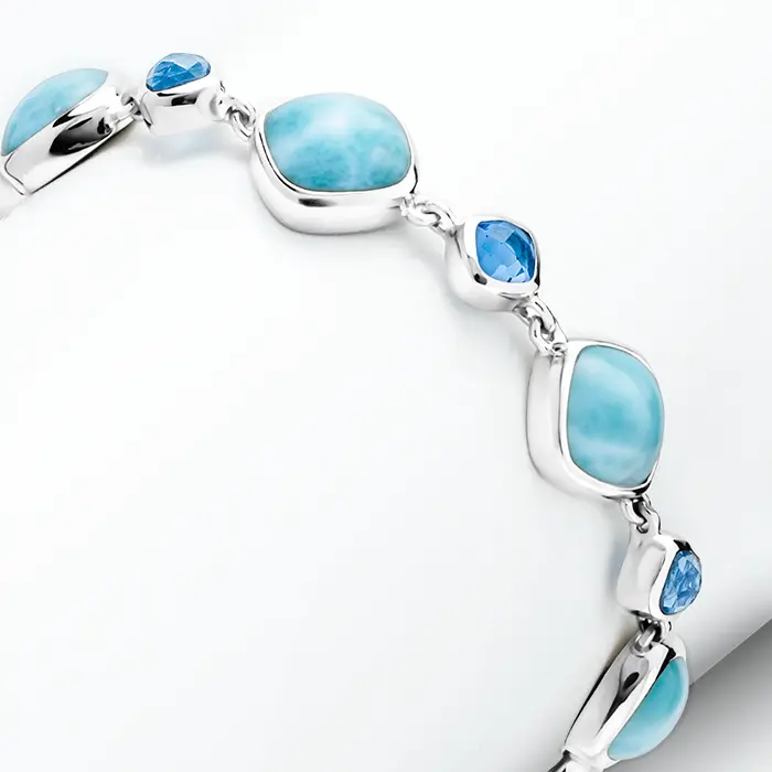 Blue stone bracelet with larimar and spinel by marahlago