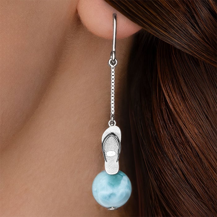 Flip Flop Dangle Earrings in sterling silver by Marahlago Larimar 