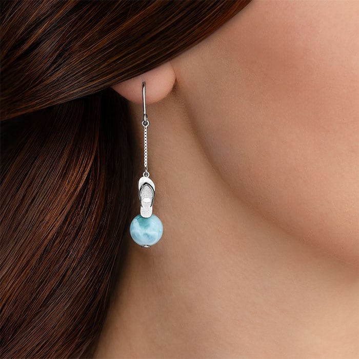 Flip Flop Dangle Earrings in sterling silver by Marahlago Larimar 