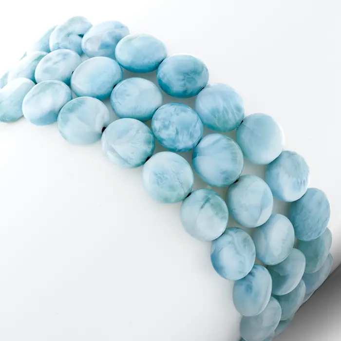  Larimar sliding Adjustable Bracelet Marahlago fine Jewelry Round Natural Gemstone Coin Beads Macrame braided