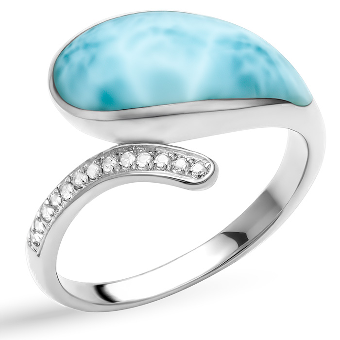 Modern ring in Sterling silver and larimar by marahlago