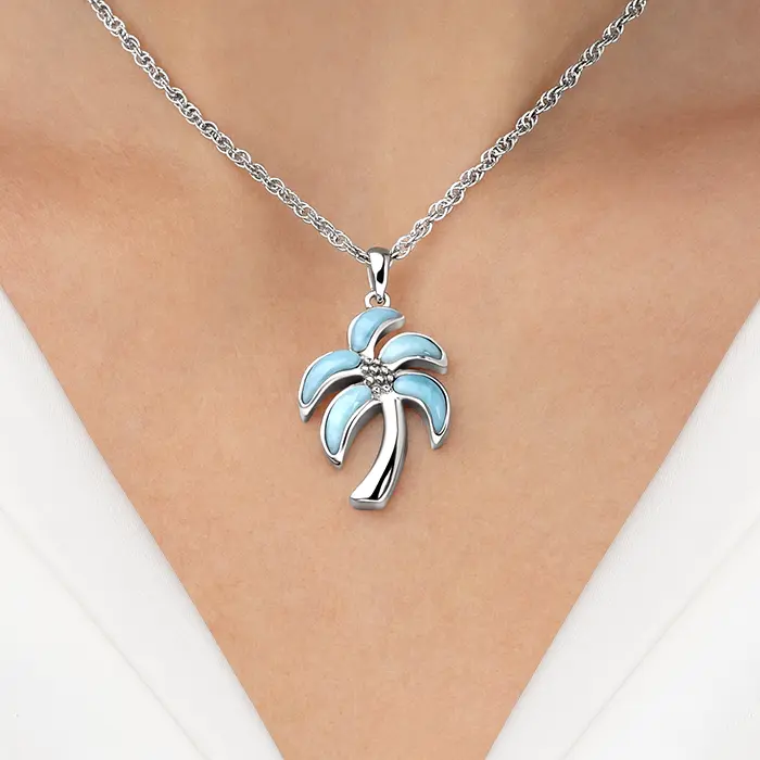 Silver Palm Tree with  larimar