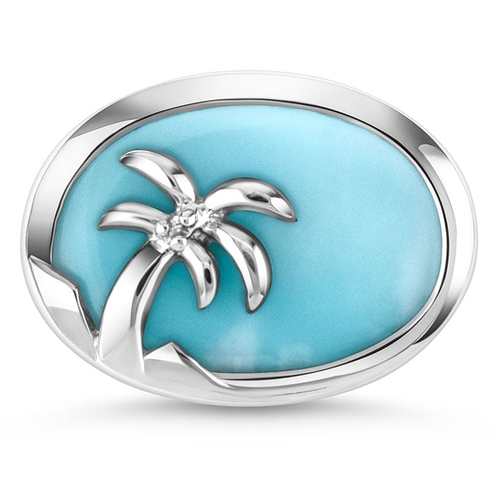 Palm Tree Pendant in sterling silver with larima