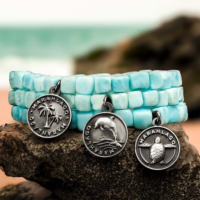 Beach Charm Bracelet with larimar by marahlago