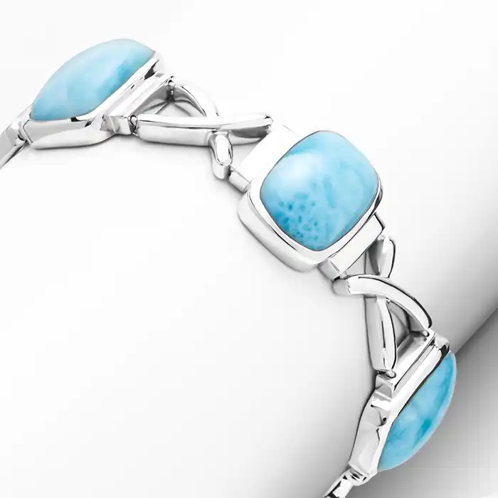 Larimar Sterling Silver Brie Adjustable Link Bracelet Marahlago Jewelry 