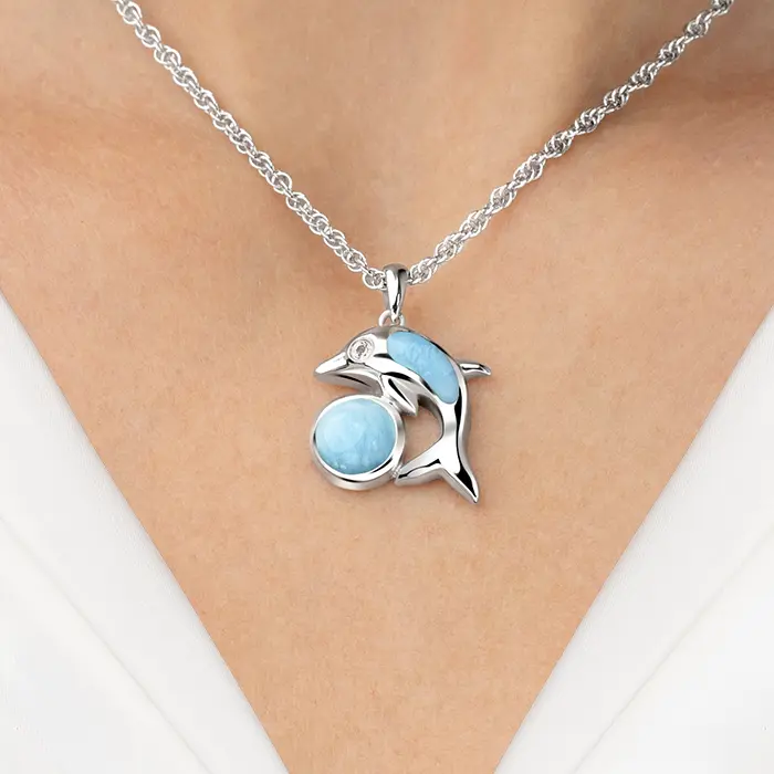 Dolphin Necklace in sterling silver by Marahlago Larimar Jewelry