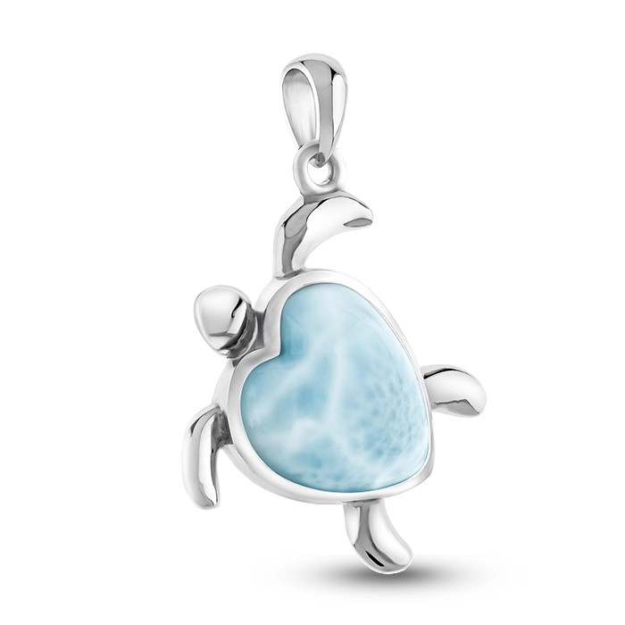 Turtle Heart Necklace silver larimar