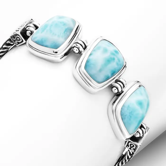 Larimar Sterling Silver Hanna Adjustable Link Bracelet Marahlago Jewelry 