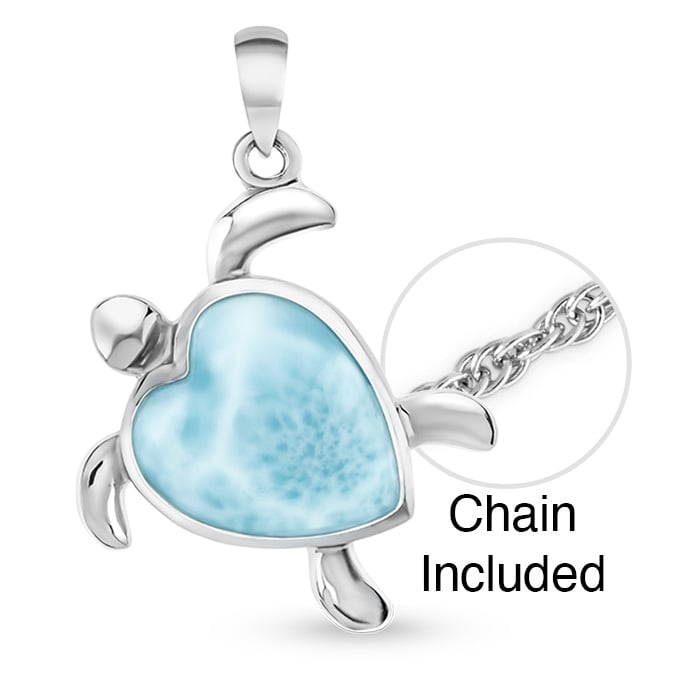 Turtle Heart Necklace silver larimar