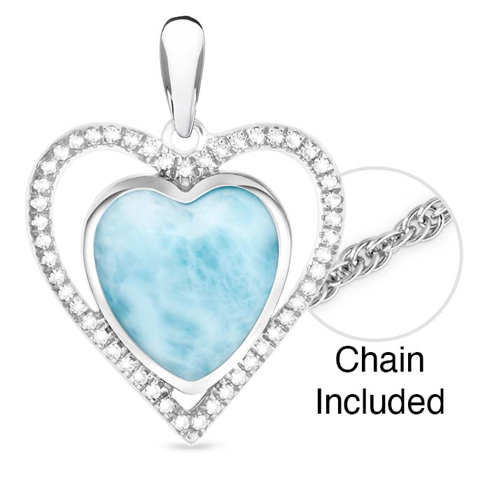 Infinity heart necklace with White Sapphire and larimar by Marahlago