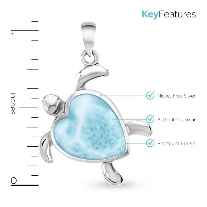 Turtle Heart Necklace silver larimar