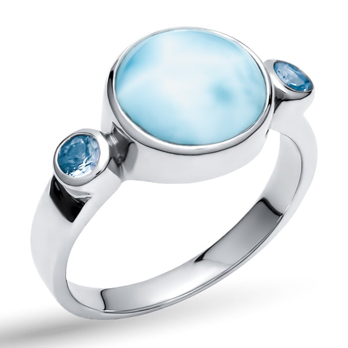 Round Ring in silver with larimar by marahlago