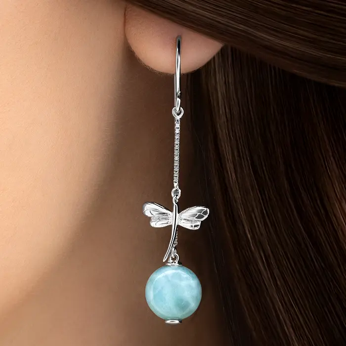 Dragonfly Dangle Earrings in sterling silver