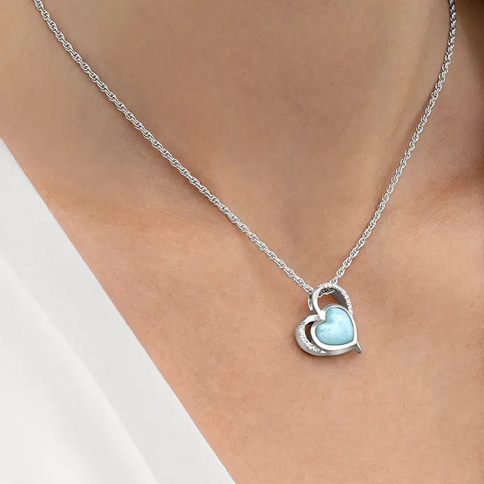 Darling Heart Pendant with Larimar Gemstone