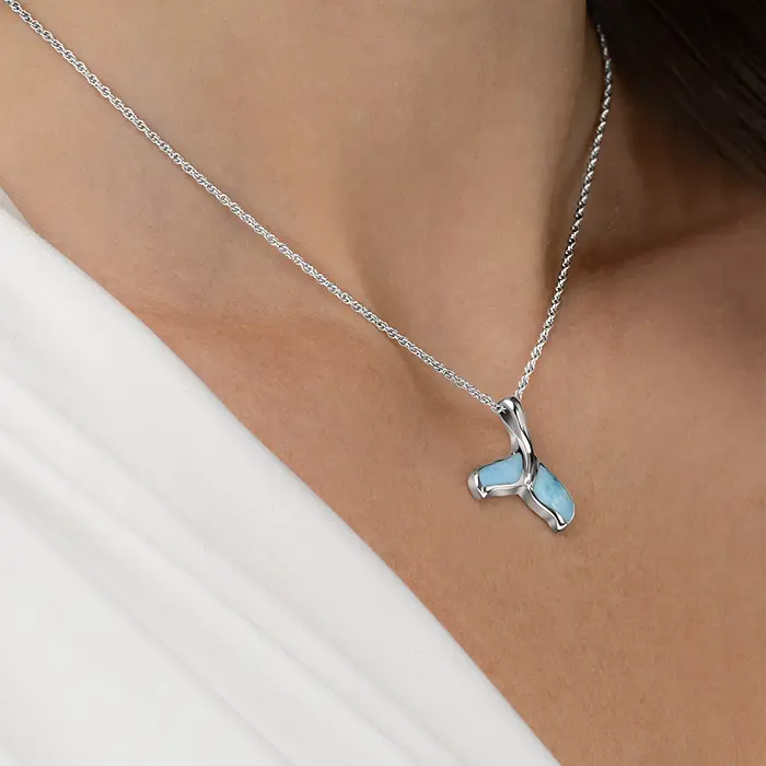 Dolphin Tail Necklace in Sterling Silver by Marahlago Larimar Jewelry