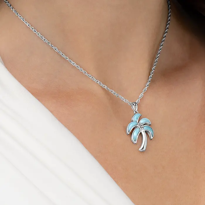 Silver Palm Tree with  larimar