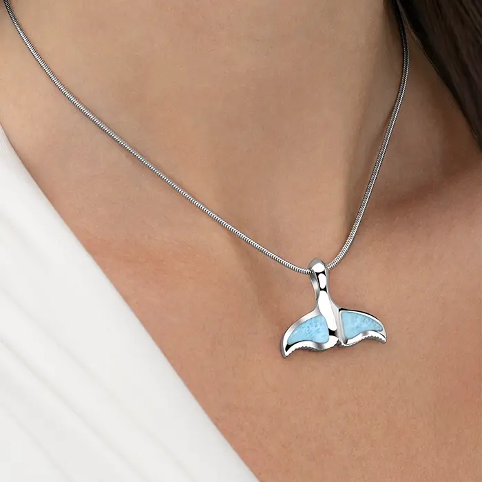 Whale Tail Necklace in sterling silver