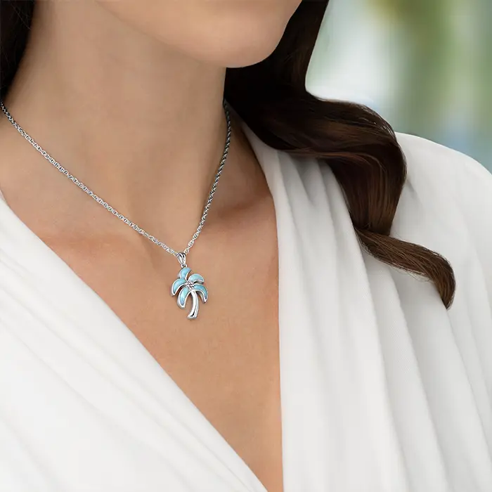 Silver Palm Tree with  larimar