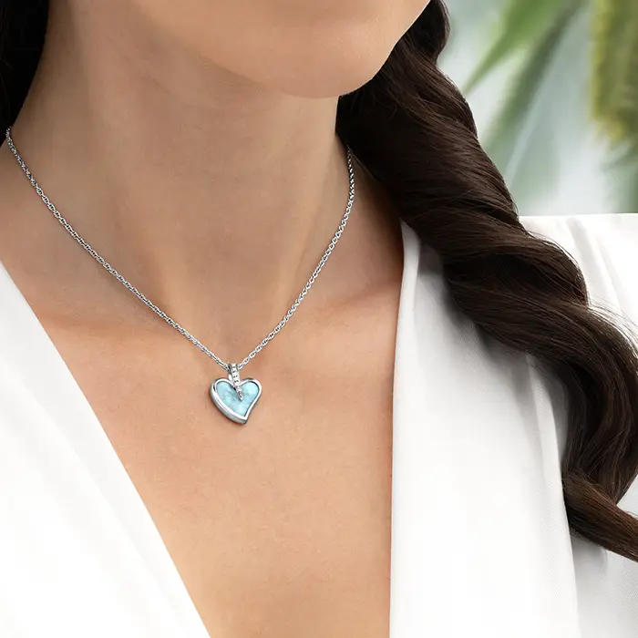 Blue Heart Necklace in sterling silver