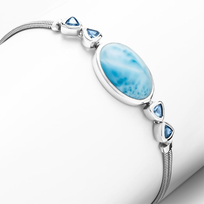 Larimar Bracelet in Silver and Spinel Naples Marahlago