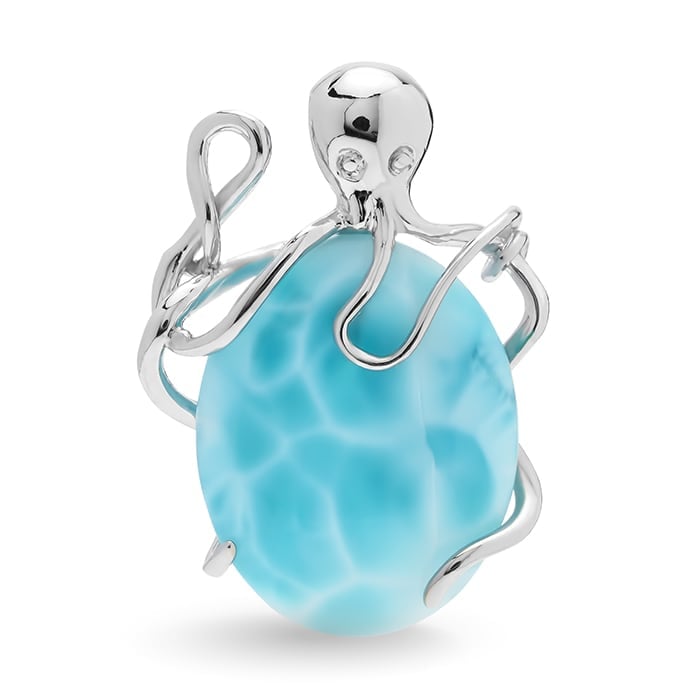 Octopus Necklace with larimar and Silver by Marahlago 