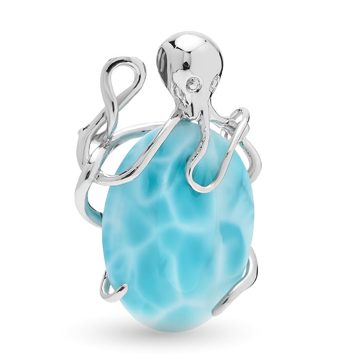 Octopus Necklace with larimar and Silver by Marahlago 