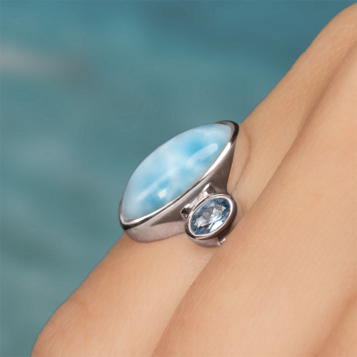 Avery Larimar Ring in Sterling Silver by Marahlago 