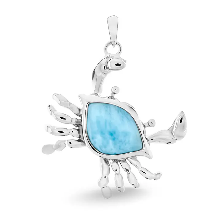 Crab Necklace in sterling silver and Larimar 