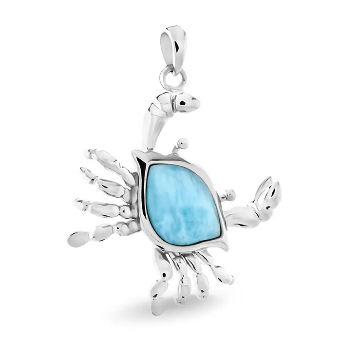 Crab Necklace in sterling silver and Larimar 