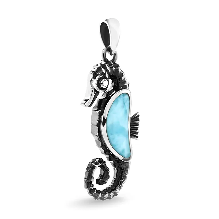 Seahorse Necklace in sterling silver by Marahlago larimar